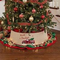 Burlap Merry Christmas Tree Skirt Collar