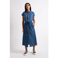 Jessy Chambray Straight Midi Skirt
