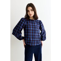 Rivka Winter Check Pleat Long Sleeve Blouse
