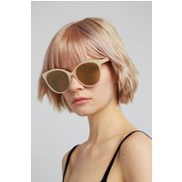 Louche Lilly Round Cat Eye Sunglasses Nude