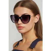 Louche Sam Cat Eye Sunglasses Metal Sides Black