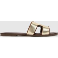 schuh Women's Tandra Mule Sandals in Gold & Brown, Metallic, Leather, Size:
