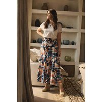 Izabel London Printed Tiered High Waist Maxi Skirt women's Long skirts in Blue