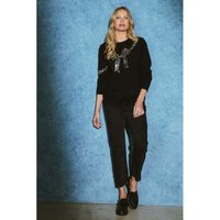 Izabel London Sequin Bow Print Long Sleeve Jumper women's Blouse in Black
