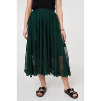 Izabel London Floral Semi Sheer Mesh Layer Midi Skirt women's Midi Skirts in Green