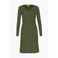 Enorsia Slim Fit V-Neck Dot Printed Dress women's Long Dress in Green