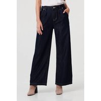 Izabel London High Waist Pleat Front Wide Leg Jeans women's Wide jeans in Black