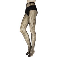 Women's Pair Charnos Geo Net Tights Black SM