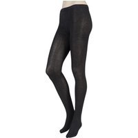 Women's Pair SOCKSHOP Plain Bamboo Tights with Smooth Toe Seams Charcoal Twist Small Medium