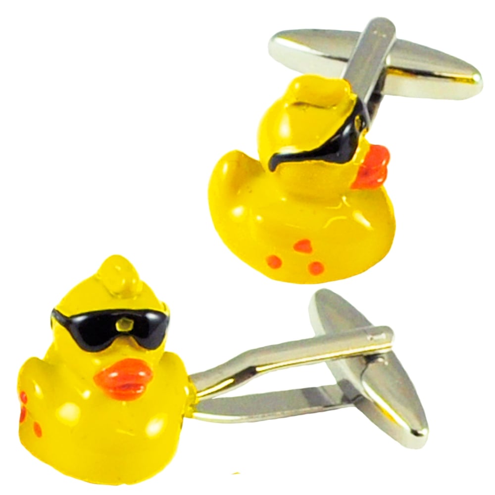 Yellow Duck With Sunglasses Novelty Cufflinks