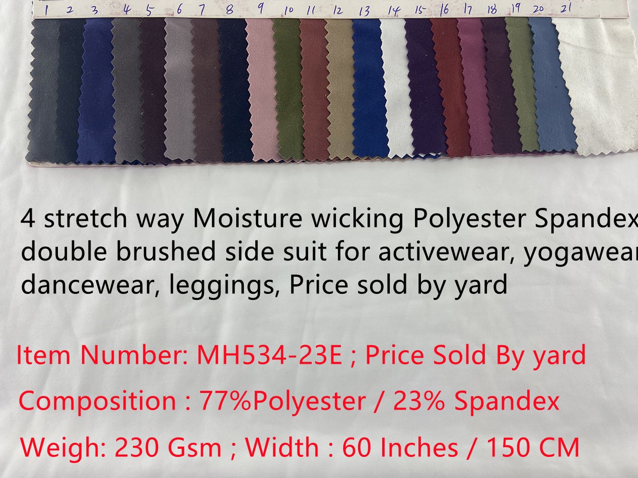 4 Stretch Way Moisture Wicking Polyester Spandex Double Brushed Side Suit For Activewear, Yogawear, Dancewear, Leggings, Price Sold By Yard