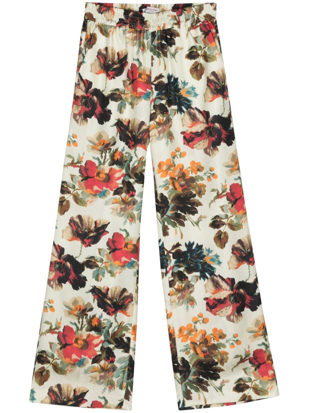 ALBERTO BIANI- Printed Silk Wide-leg Trousers
