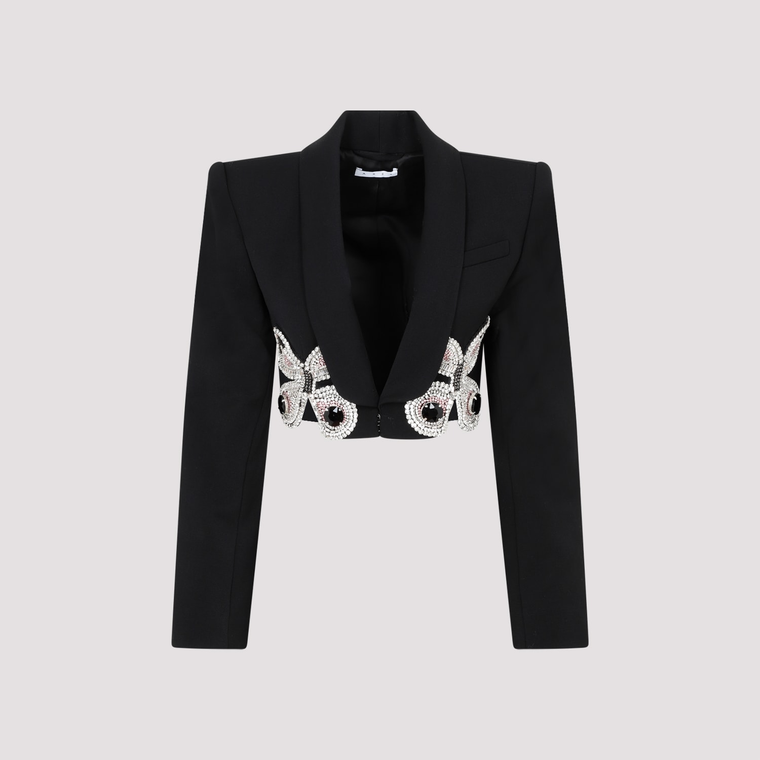 AREA Embroidered Butterfly Cropped Blazer
