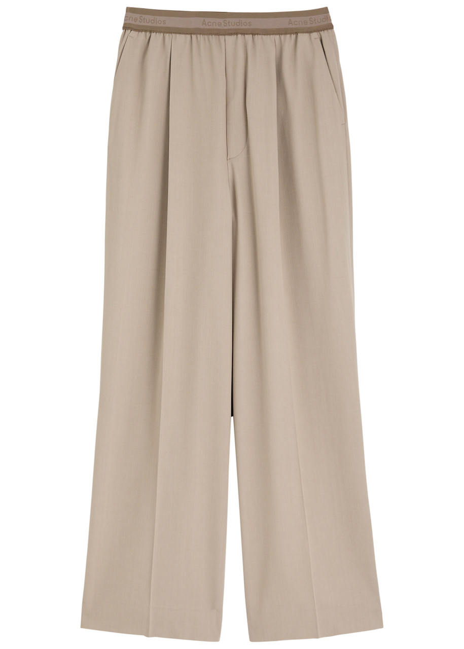 Acne Studios Logo Wide-leg Twill Trousers - Beige - 36 (UK8 / S)