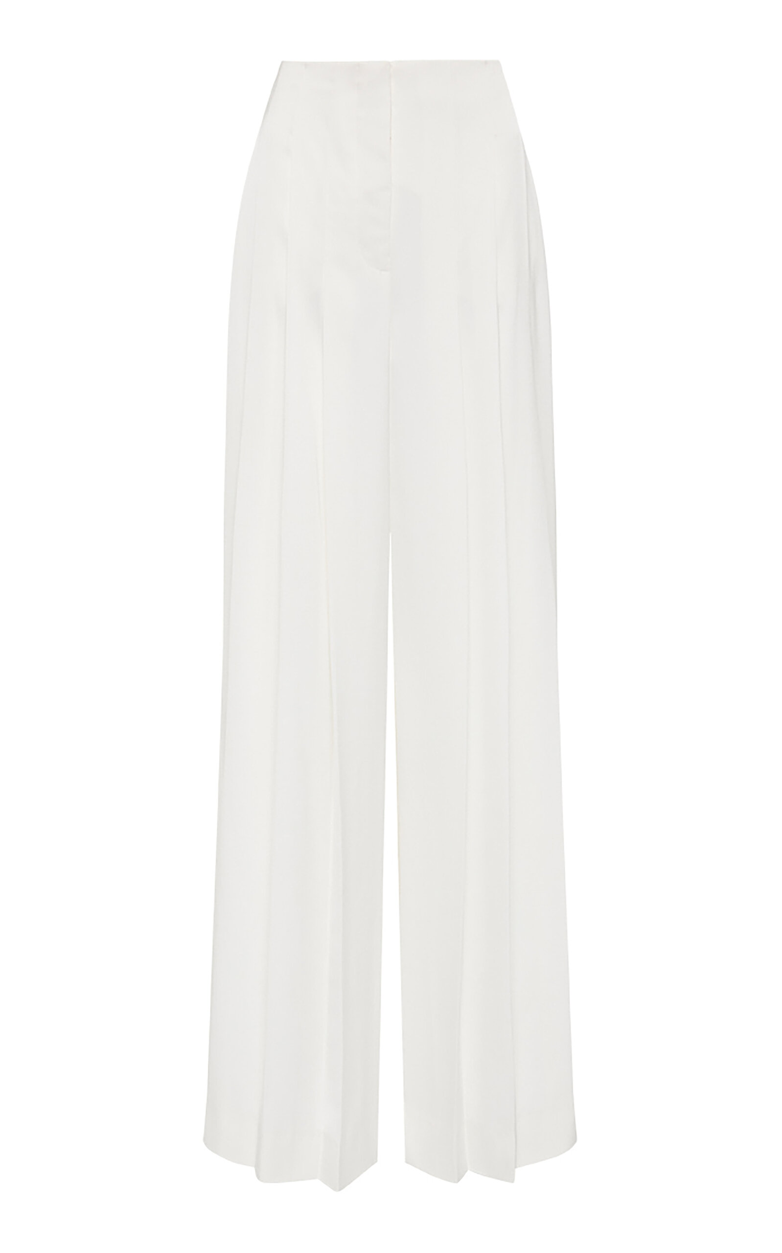 Aje - Estrade Pleated Poplin Wide-Leg Pants - White - AU 10 - Moda Operandi