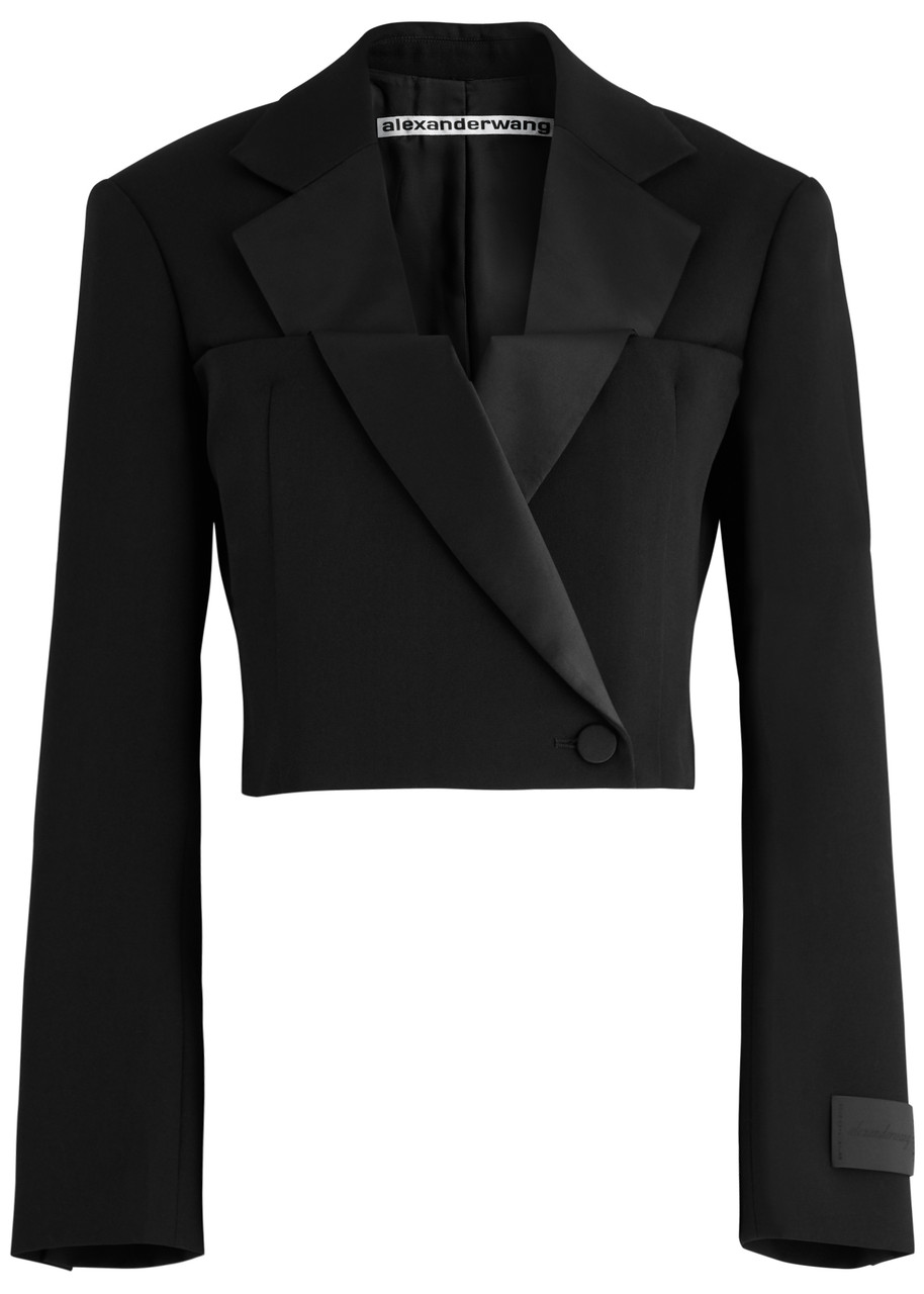Alexander Wang Double-breasted Cropped Wool Blazer - Black - 6 (UK10 / S)