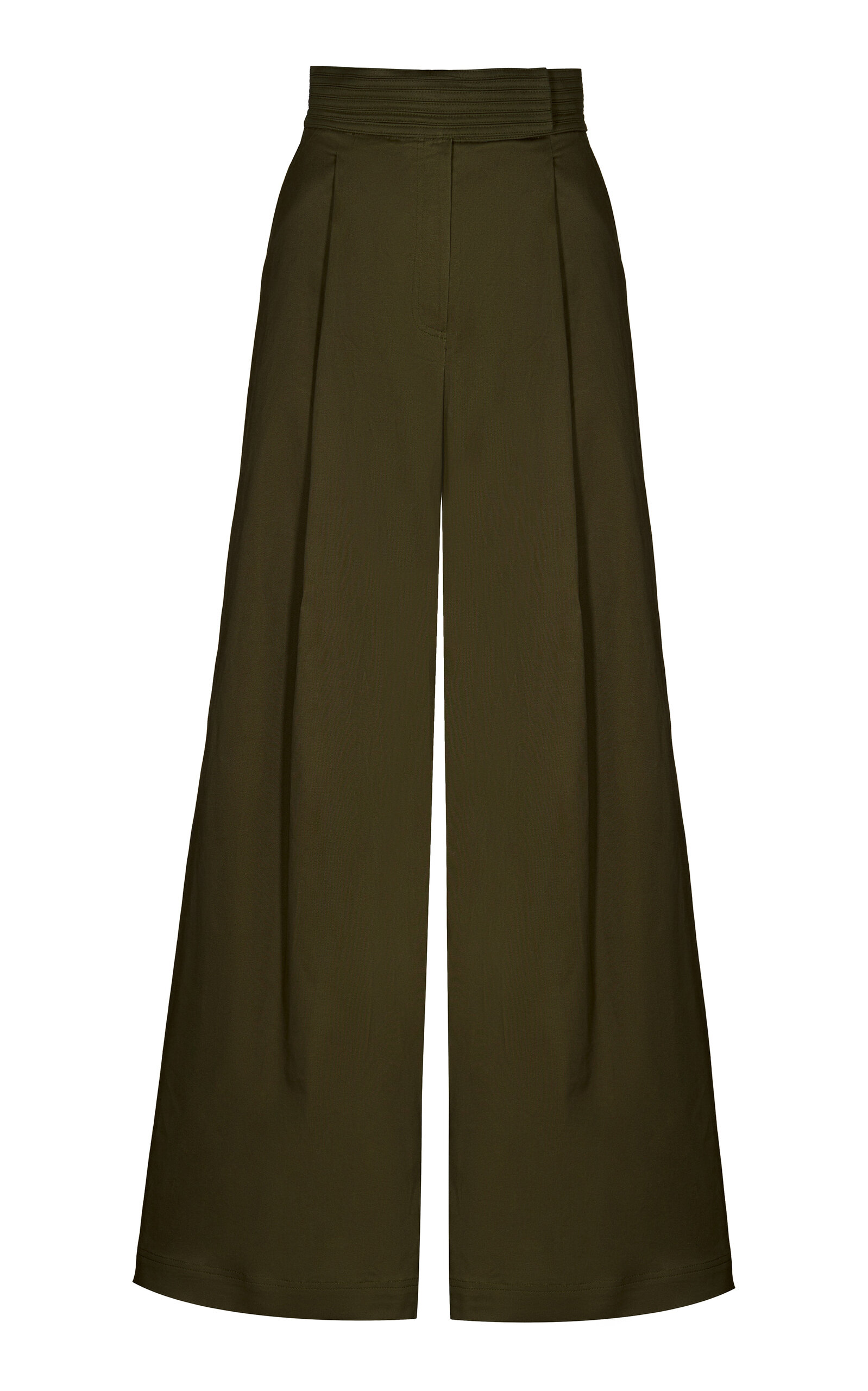 Andres Otalora - Camaguey Pleated Cotton Drill Wide-Leg Pants - Green - US 4 - Moda Operandi