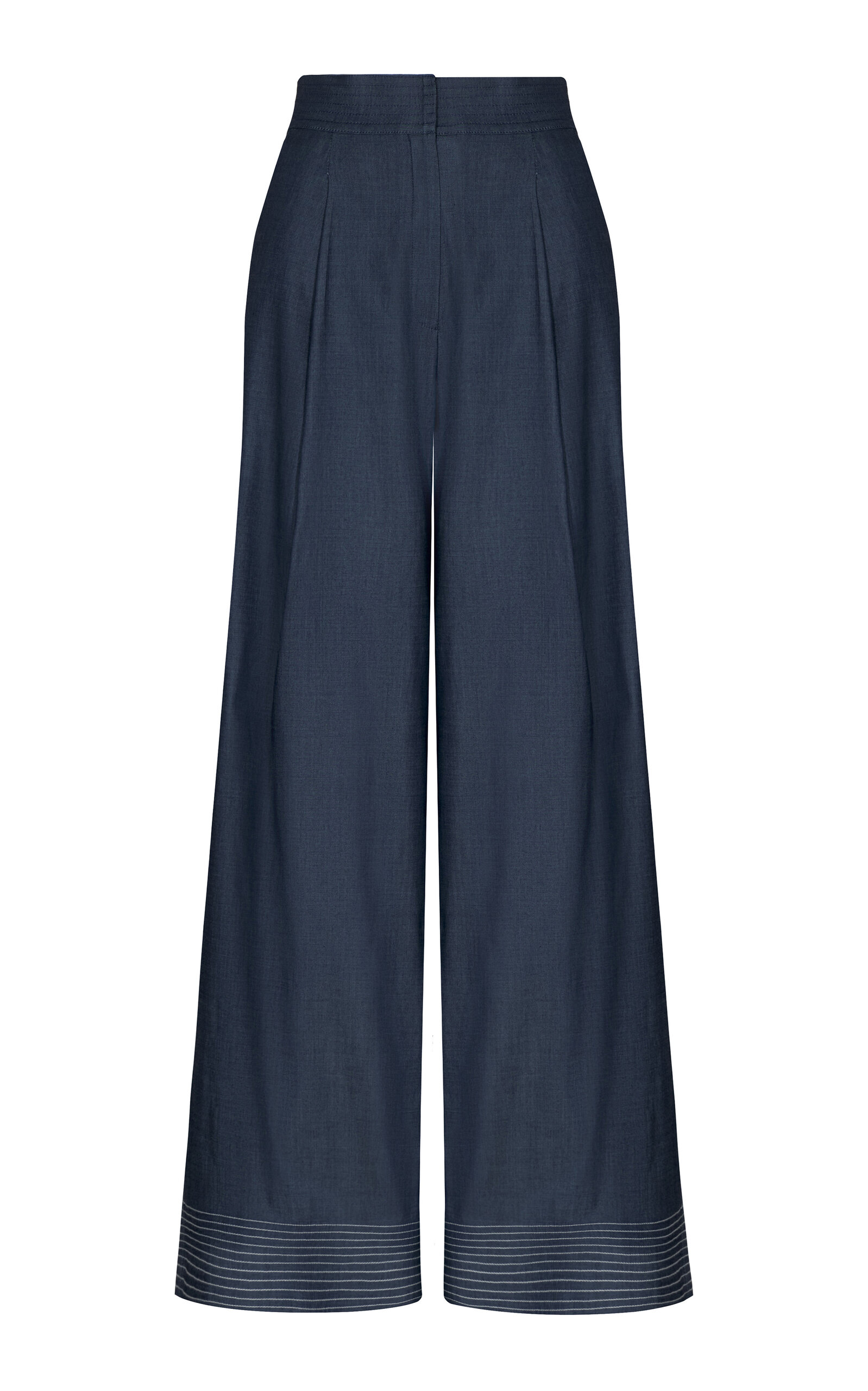 Andres Otalora - Hamaca Pleated Tencel Wide-Leg Pants - Blue - US 0 - Moda Operandi