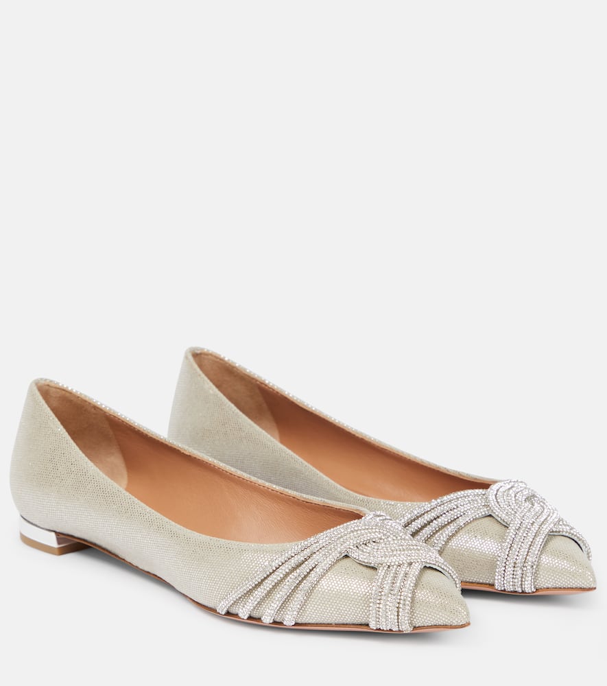 Aquazzura Gatsby embellished satin ballet flats