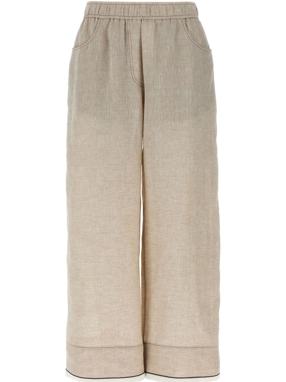 BRUNELLO CUCINELLI- Linen Wide-leg Trousers