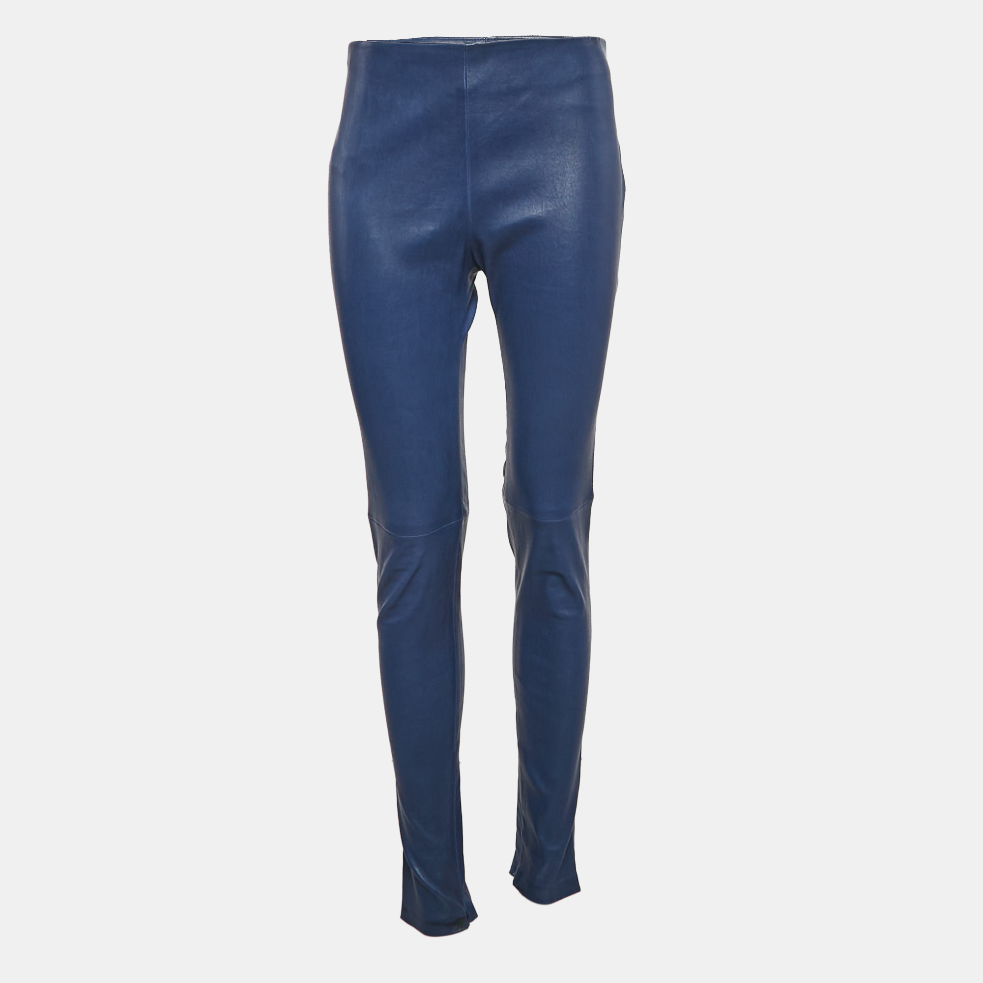 Balenciaga Blue Genuine Leather Skinny Fit Pants L