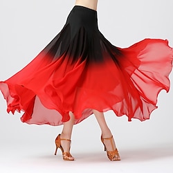 Ballroom Dance Activewear Skirts Ruching Splicing Women's Training Performance High Chiffon Polyester