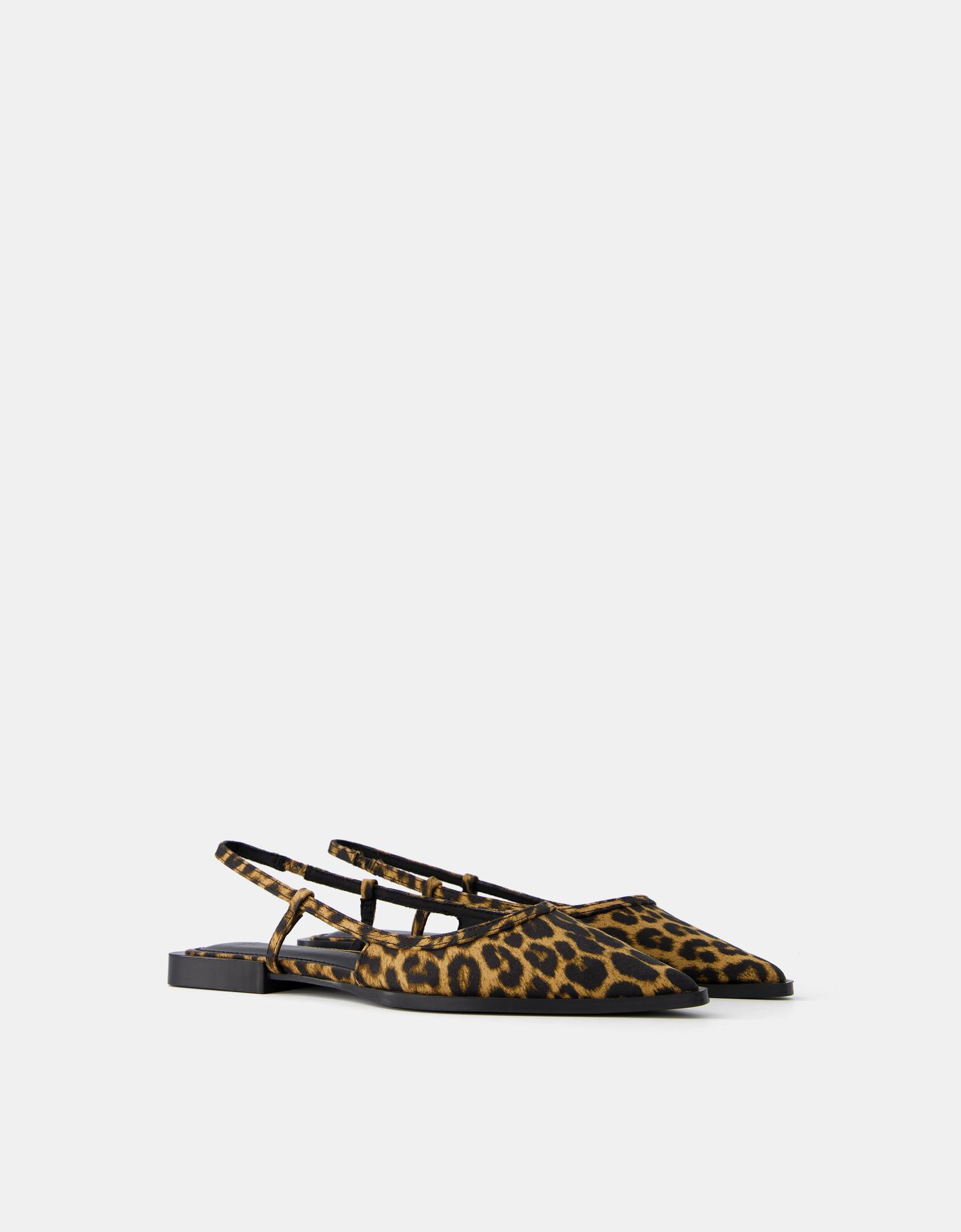 Bershka Animal Print Slingback Pointed Ballet Flats Women 7 Animal Print