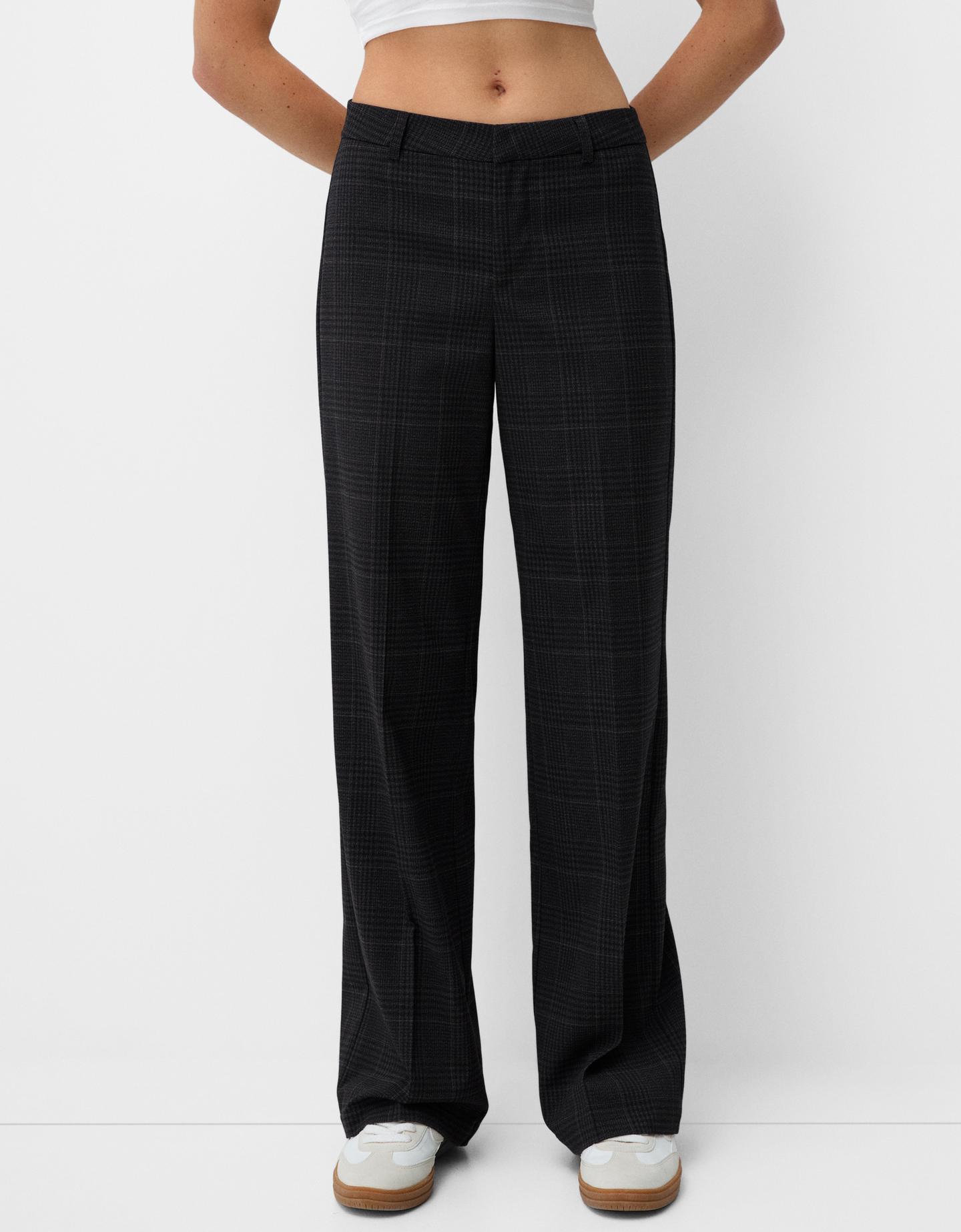 Bershka Wide-Leg Tailoring Trousers Women 12 Dark Blue