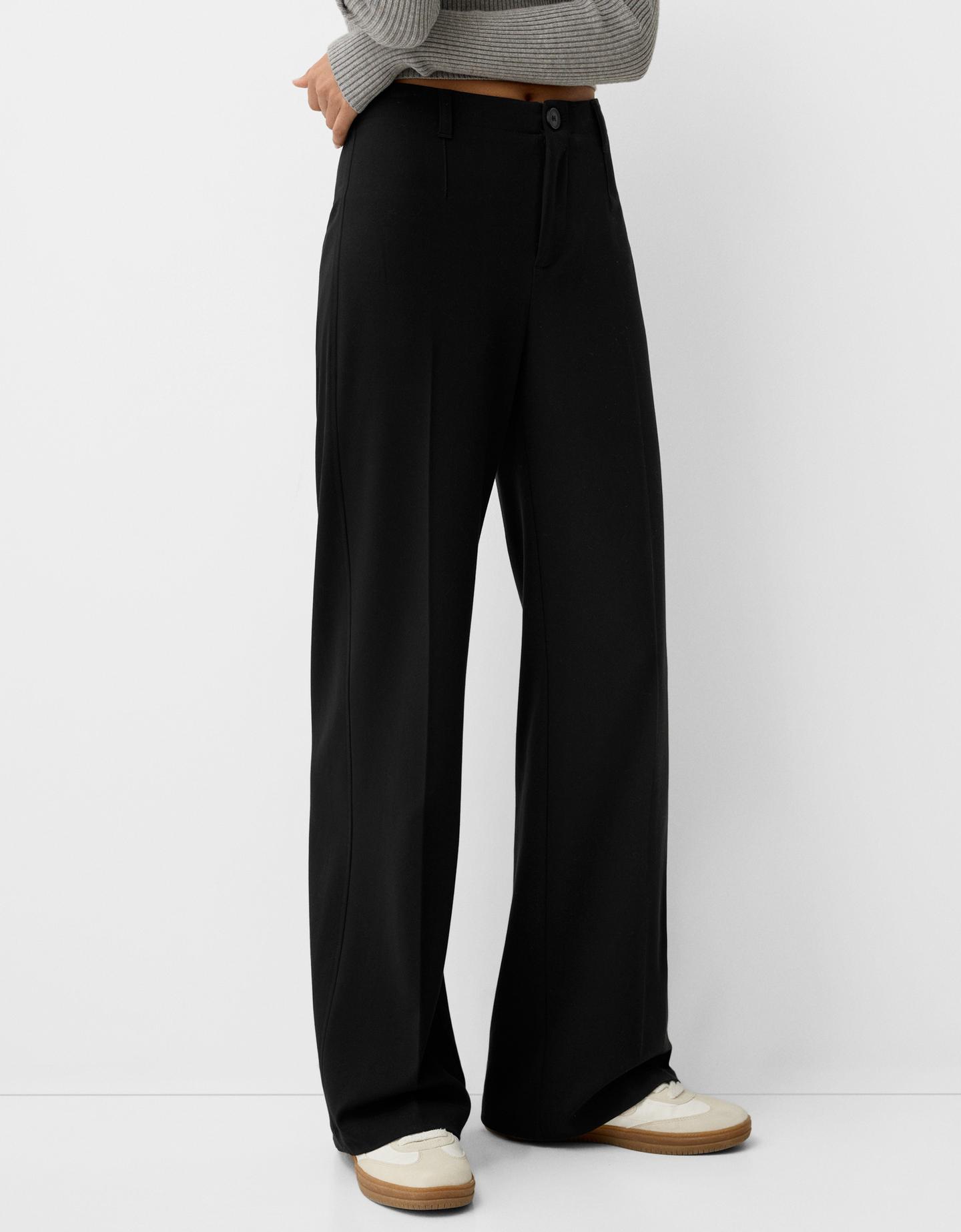 Bershka Wide-Leg Tailoring Trousers Women 16 Black