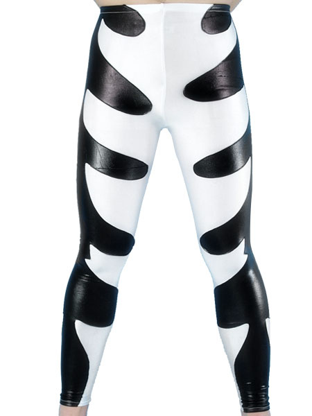 Black And White Two-Tone Shiny Metallic Skinny Pants