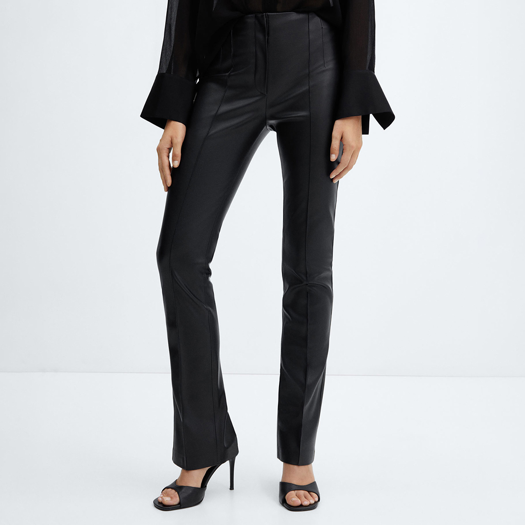 Black Leather-Effect Skinny Trousers