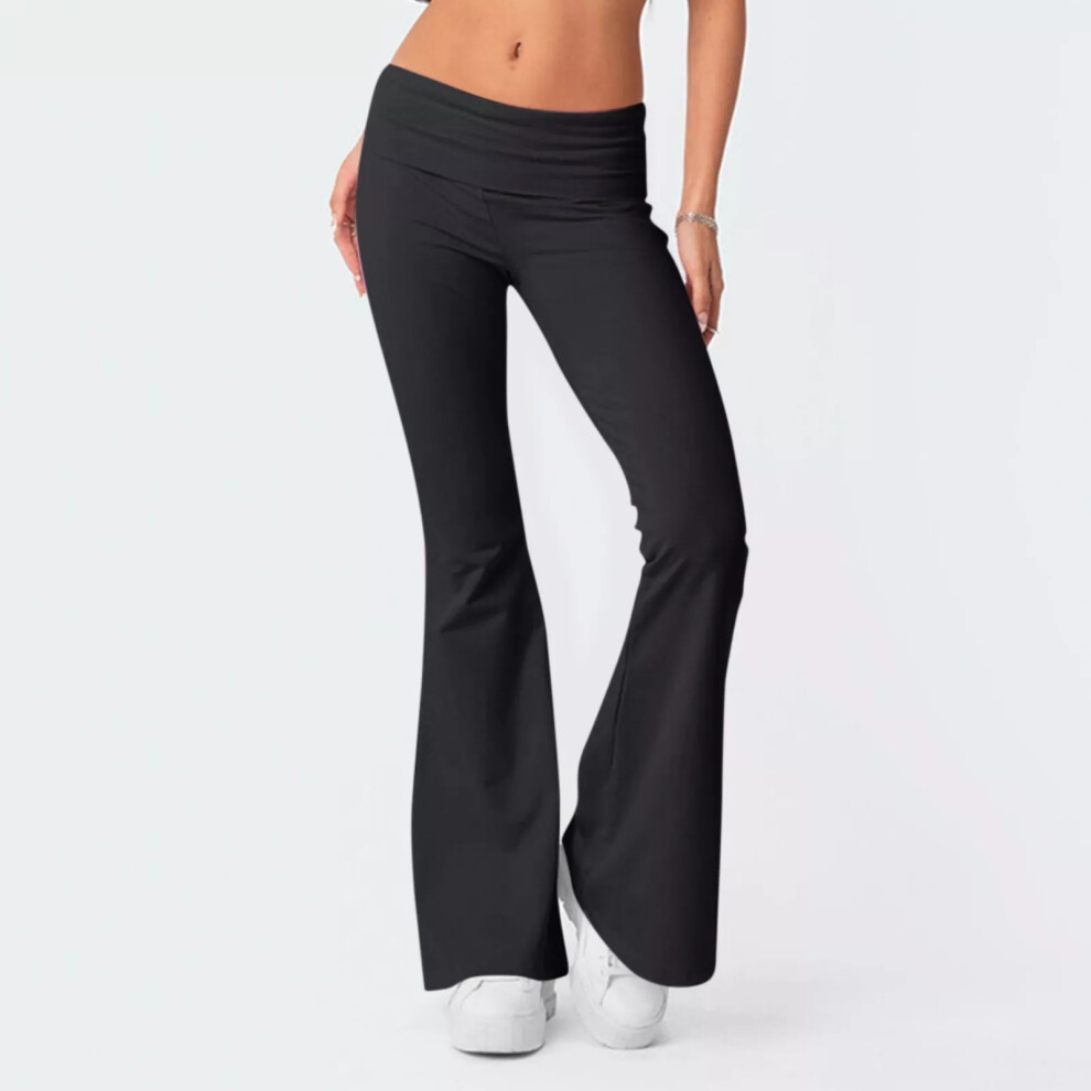 (Black, XS) Women Casual Flare Bootcut Yoga Pants Straight Wide Leg Low Waist Trousers Gift