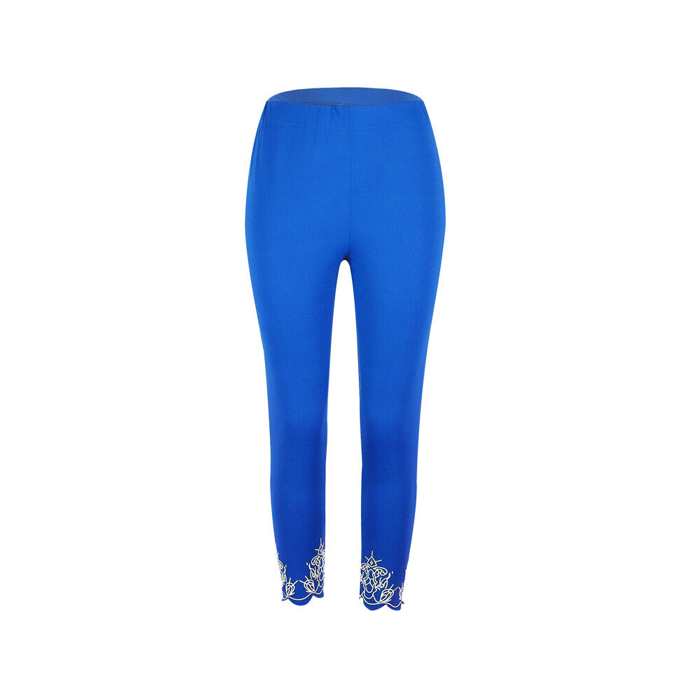 (Blue, M) Women's Stretch Leggings Pants Ladies High Waist Skinny Slim Trousers Sweatpants