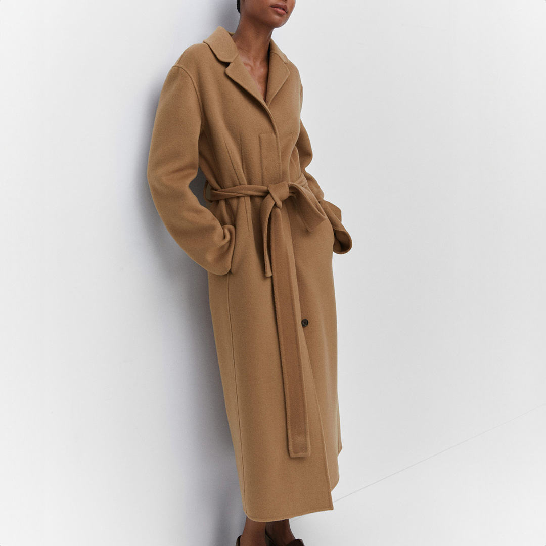 Camel Handmade Oversized Belted Wool Coat