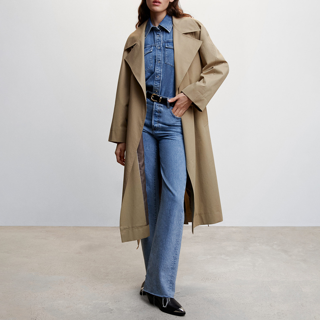 Camel Oversized Cotton Trench Coat