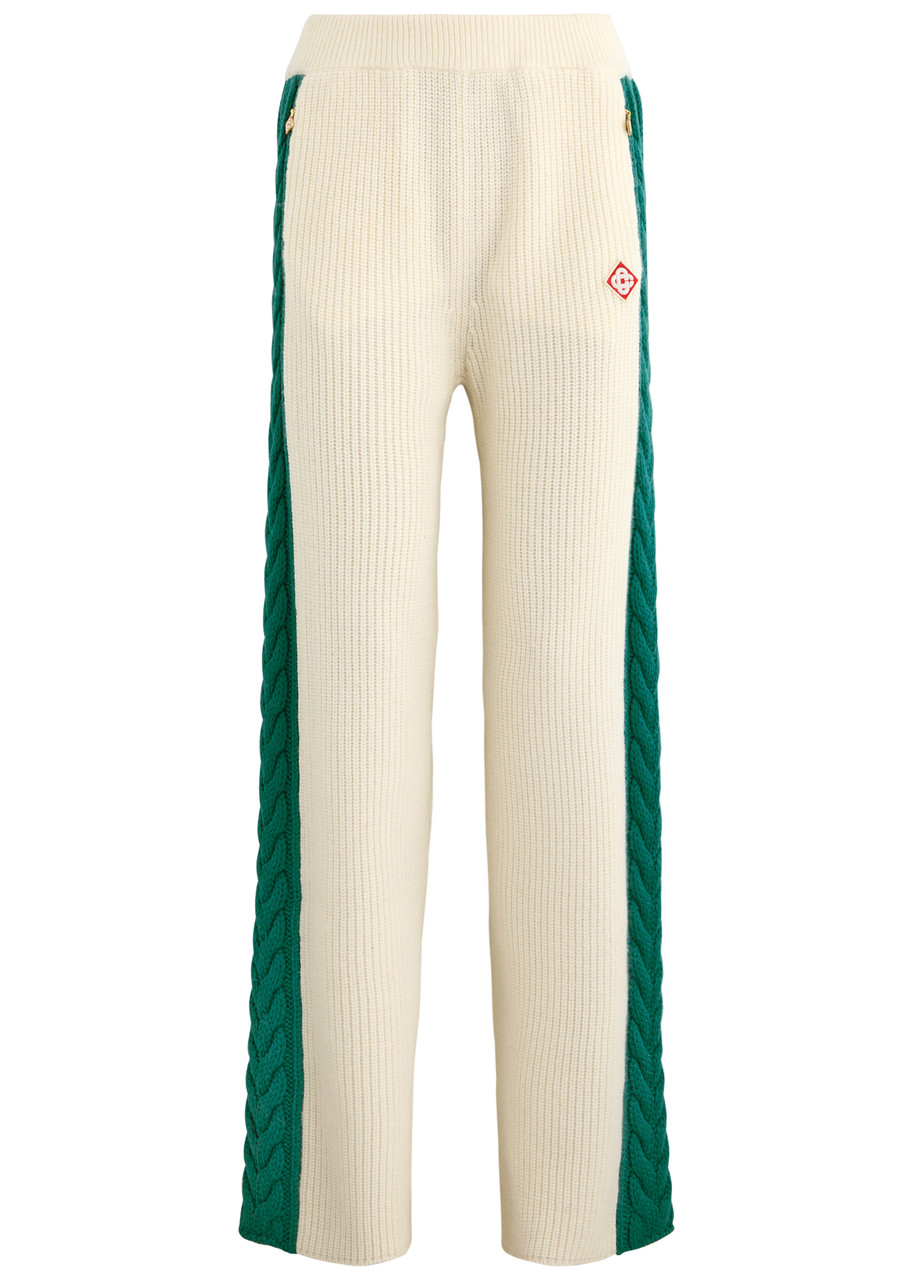 Casablanca Logo Wide-leg Wool-blend Trousers - Green - XL (UK16 / XL)