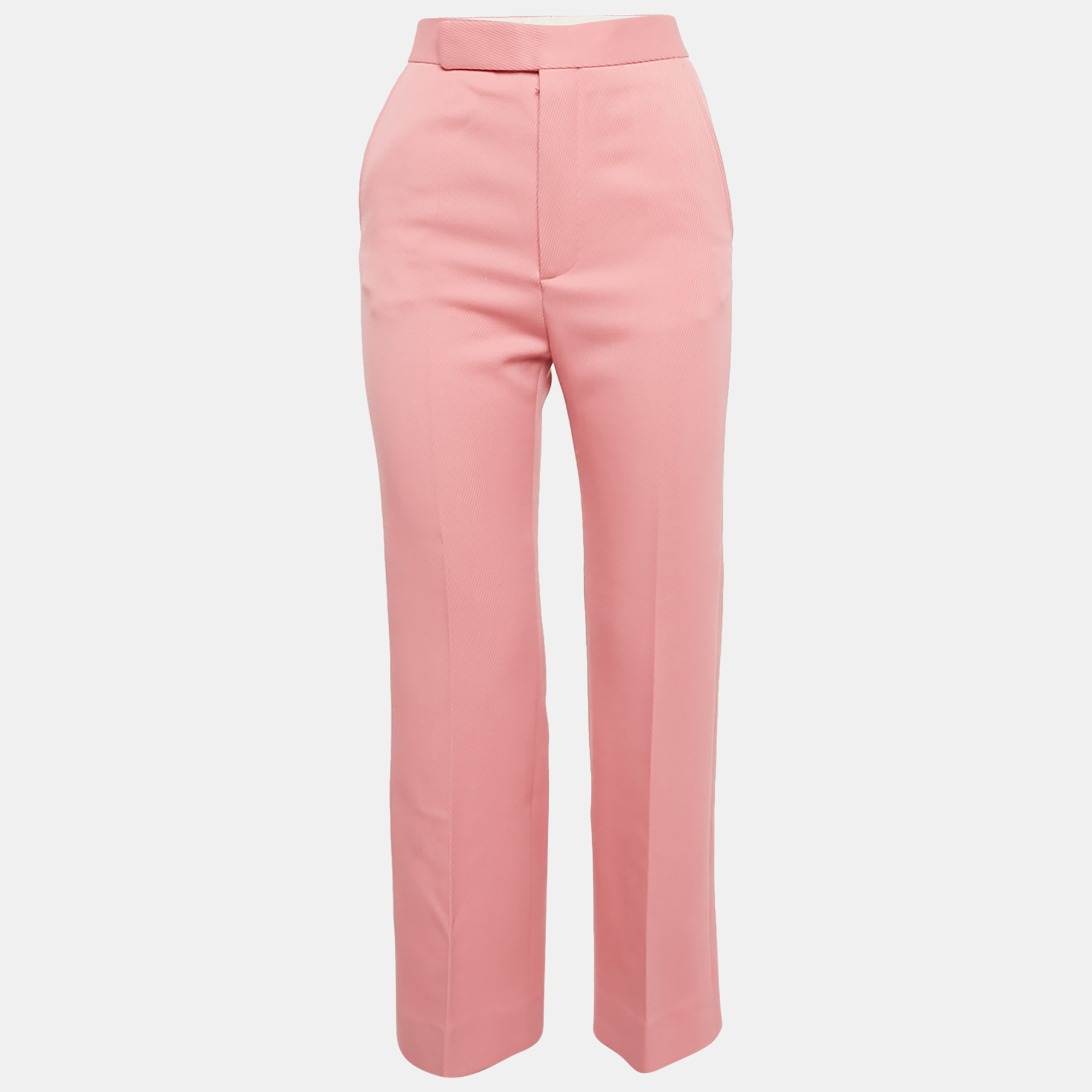 Celine Pink Wool Drill Wide-Leg Trousers S