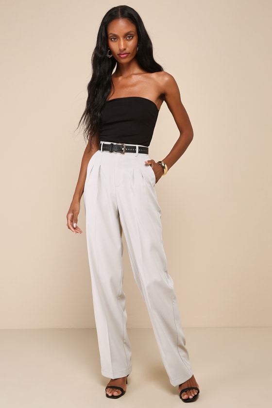 Chic Mindset Light Sage High-Rise Wide-Leg Trouser Pants