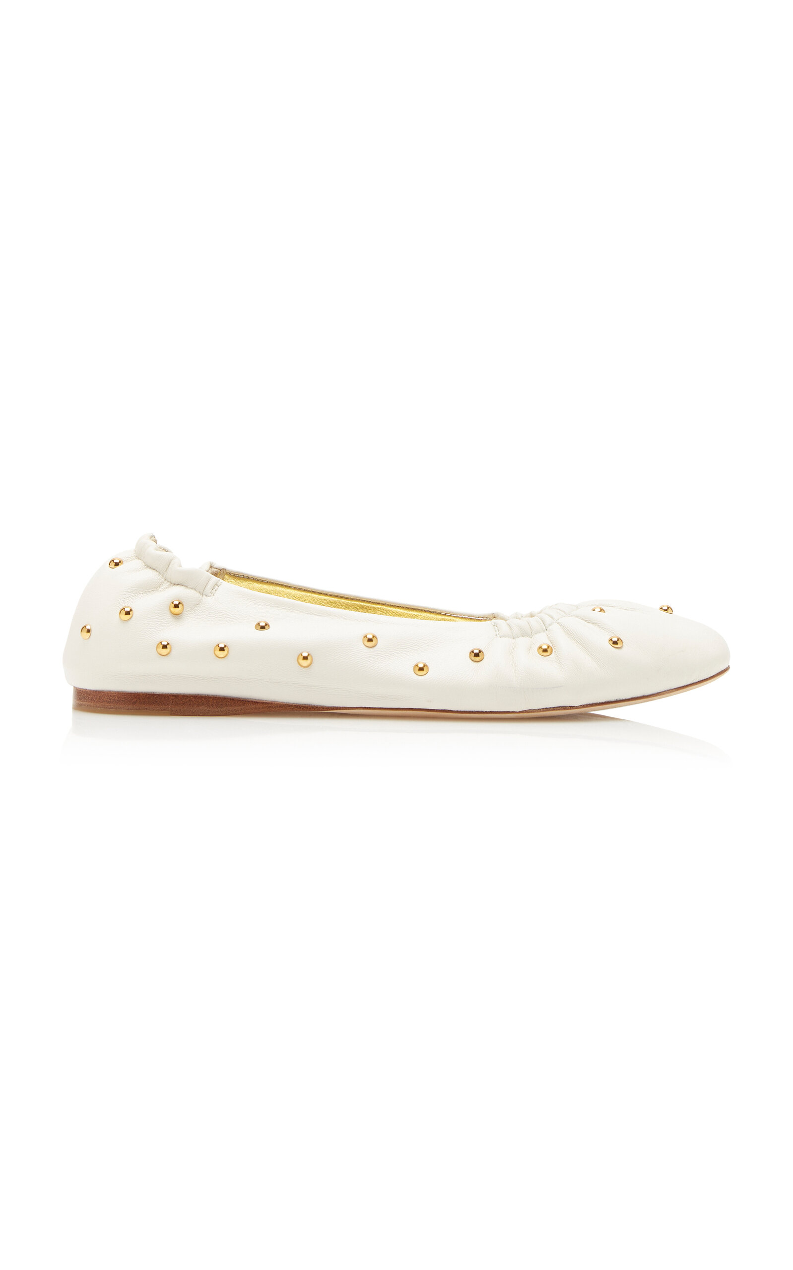 Chlo - Eia Studded Leather Ballet Flats - White - IT 37 - Moda Operandi