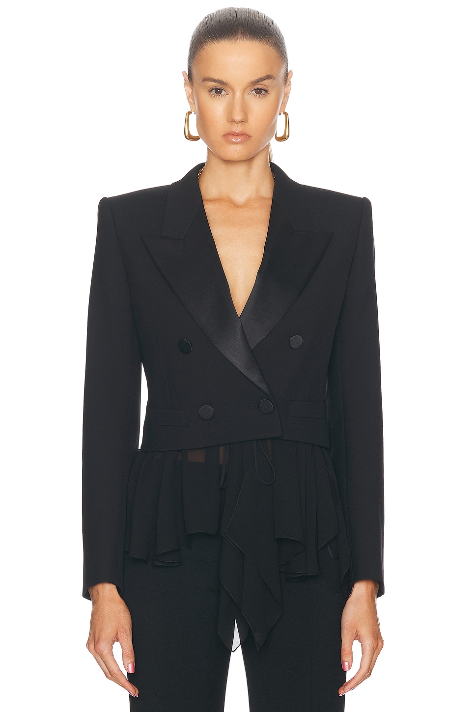 Chloe Wool Gabardine Cropped Blazer in Black - Black. Size 38 (also in ).