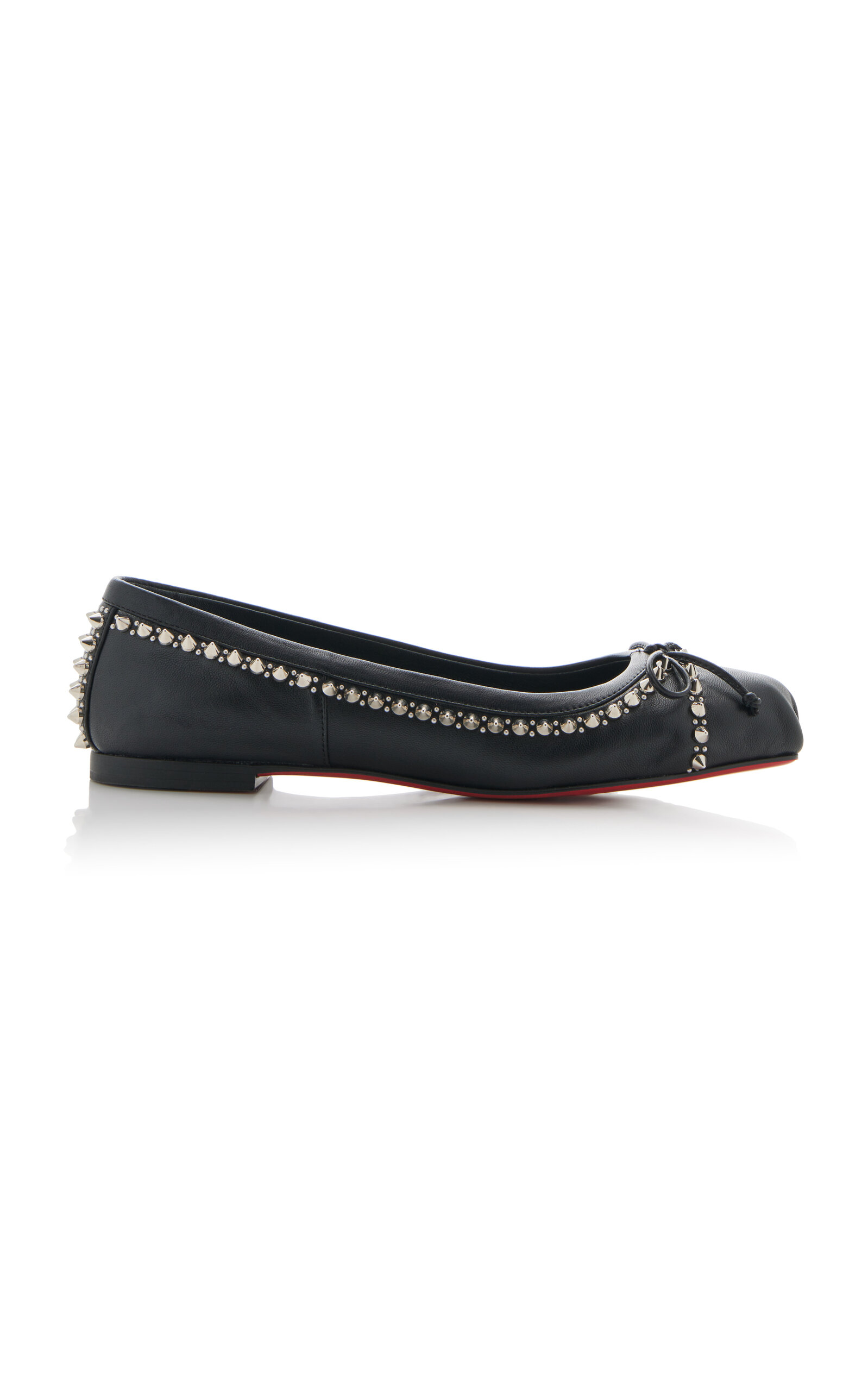 Christian Louboutin - Mamadrague Spiked Leather Ballet Flats - Black - IT 38.5 - Moda Operandi