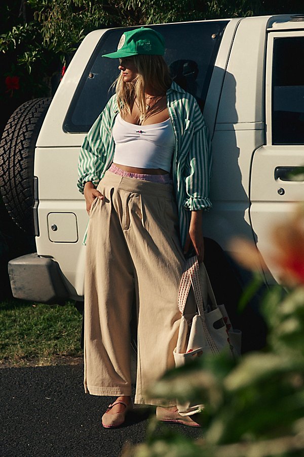 Cool Harbor Wide-Leg Trousers at Free People in Semolina, Size: Small