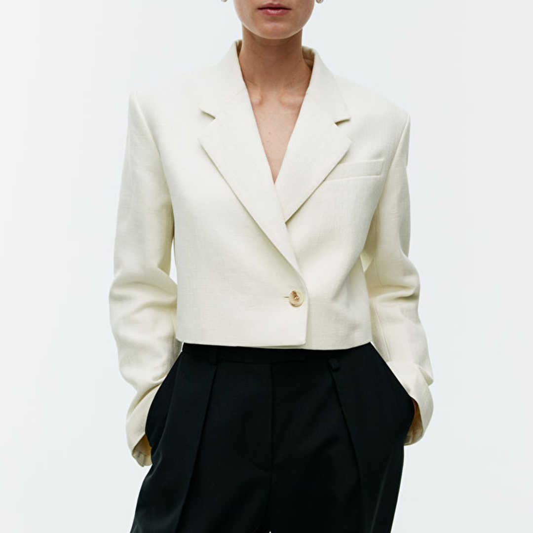 Cream Cropped Blazer