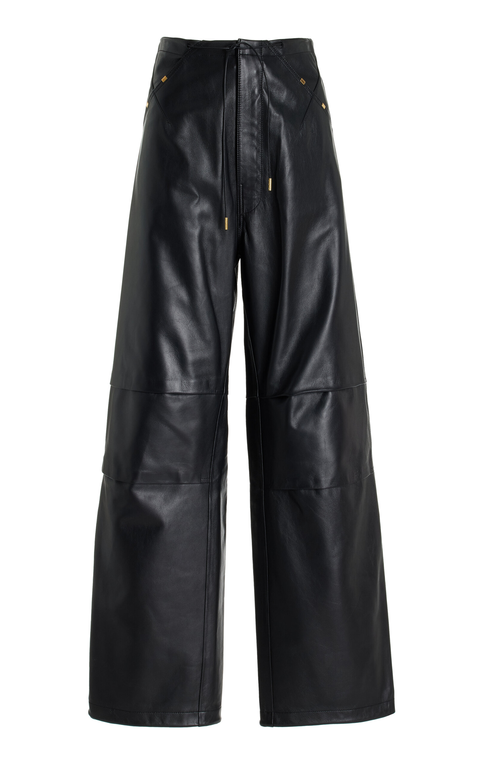 DARKPARK - Daisy Drawstring Wide-Leg Leather Pants - Black - FR 38 - Moda Operandi