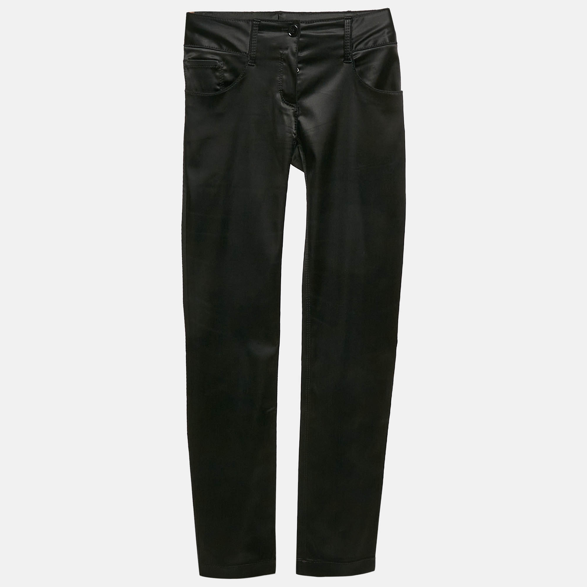 Dolce & Gabbana Black Satin Skinny Formal Trousers XS