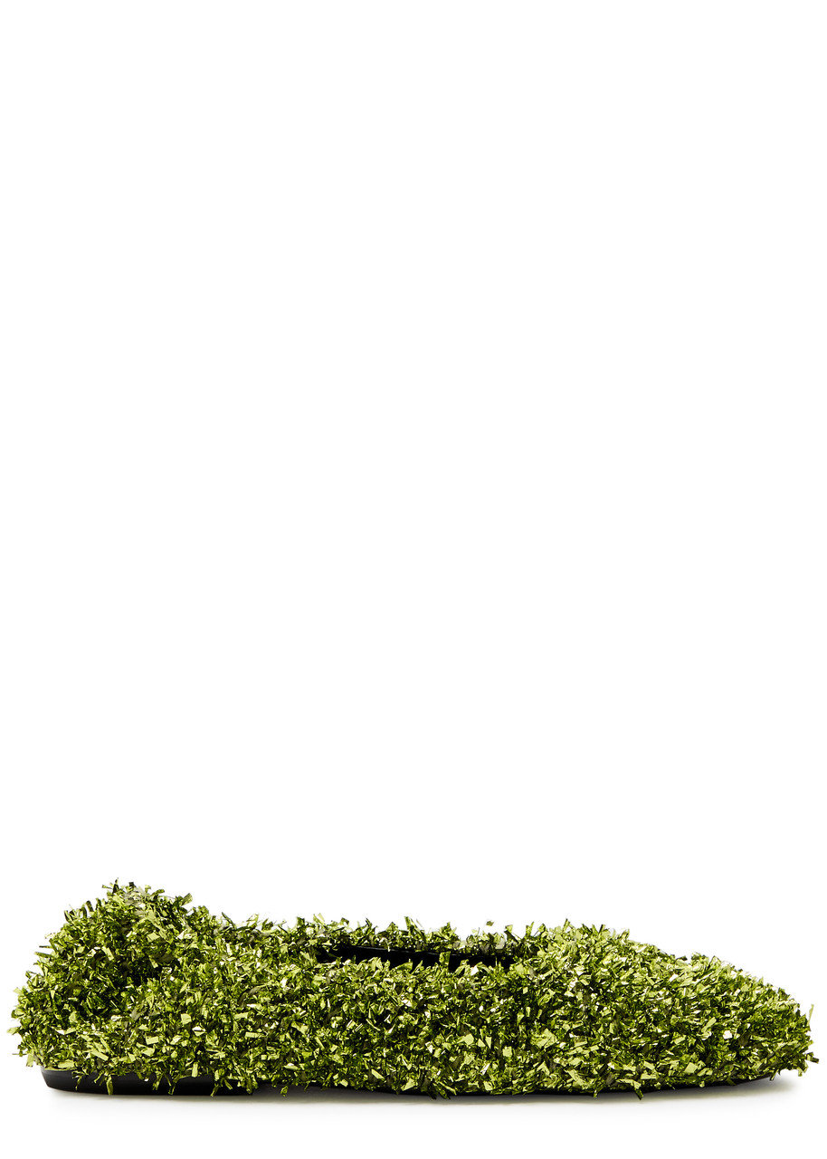 Dries Van Noten Metallic Tinsel-weave Ballet Flats - Green - 38 (IT38 / UK5)