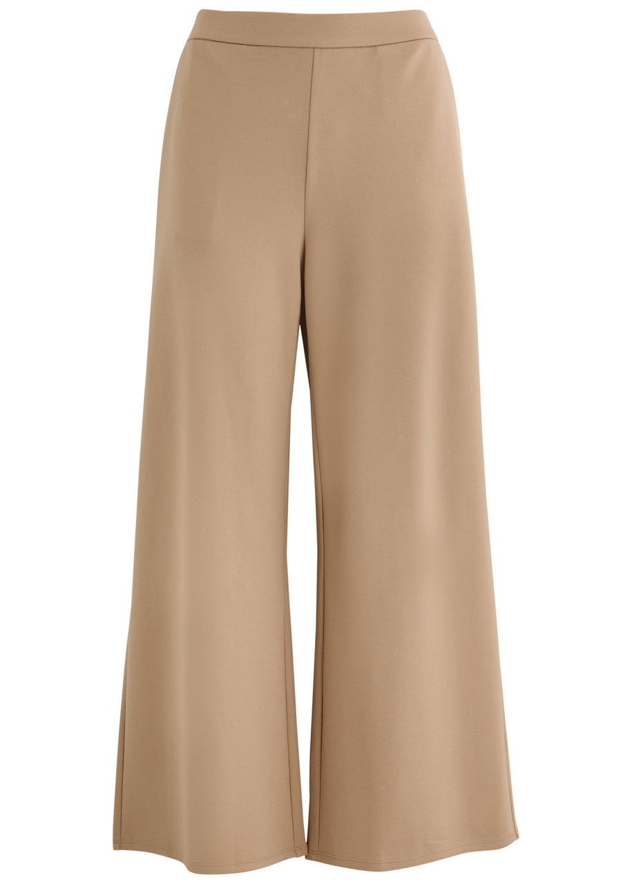 Eileen Fisher Cropped Wide-leg Jersey Trousers - Beige - S (UK 10-12 / M)