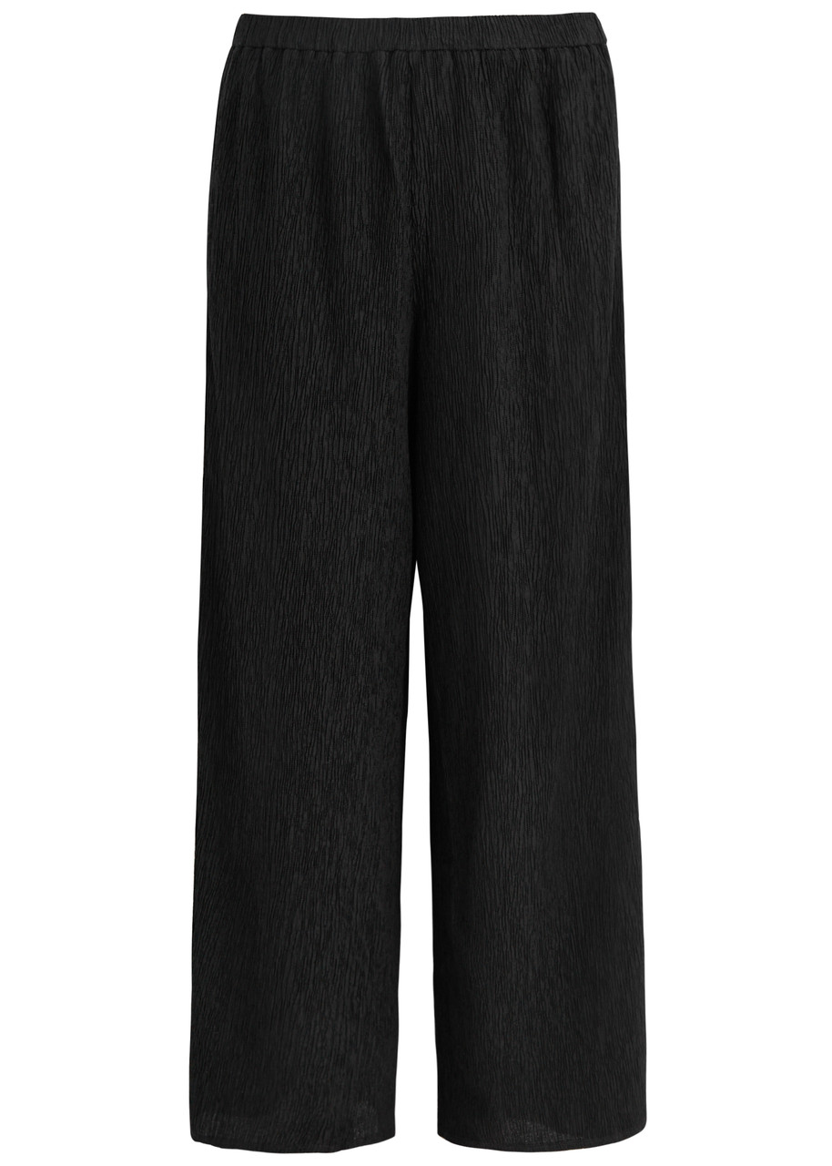Eileen Fisher Wide-leg Pliss Trousers - Black - L (UK 18-20 / XL) - L (UK 18-20 /xL)