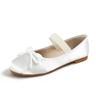 Elastic Strap Ballet Flats Silk - White - 39