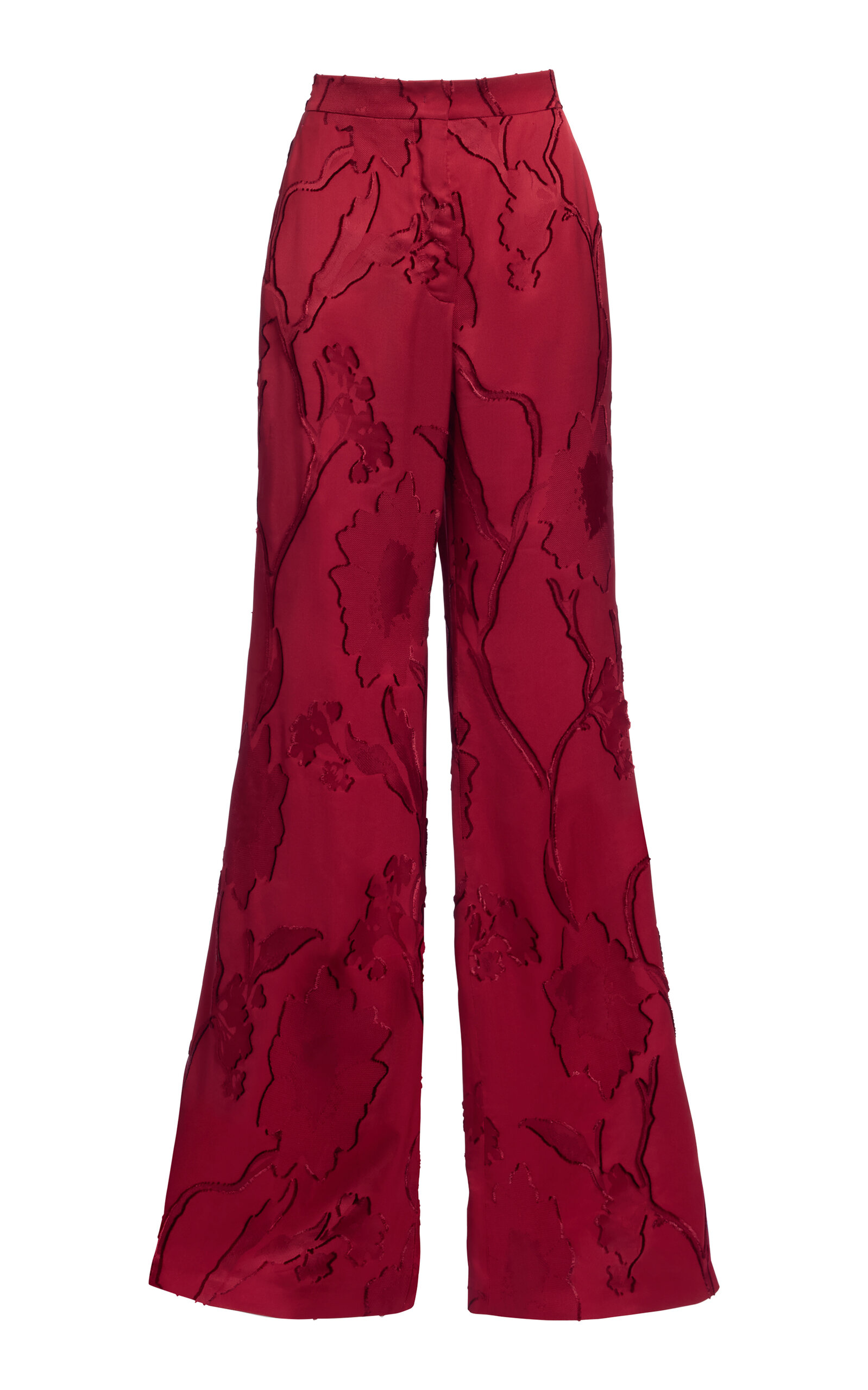 Elie Saab - Jacquard Wide-Leg Pants - Red - FR 38 - Only At Moda Operandi